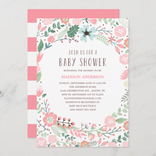 Vloertuin | Uitnodiging tot Baby shower (Voorkant / Achterkant)