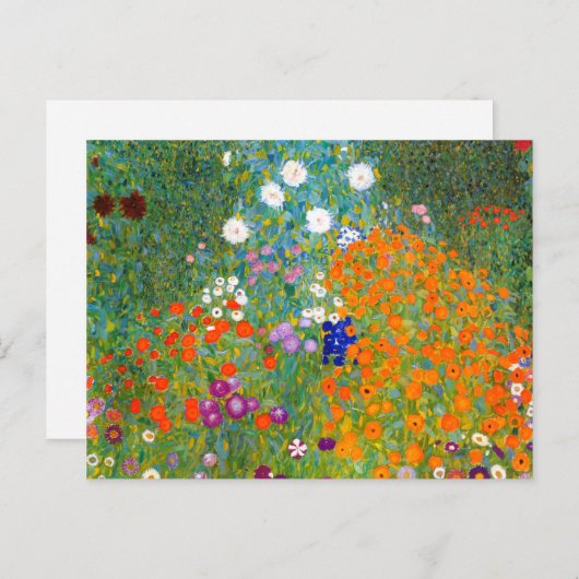Vloertuin van Gustav Klimt Flower Briefkaart (Voorkant / Achterkant)