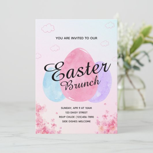 Vloertuineieren Paasbrunch kleurig Kaart (Staand voorkant)