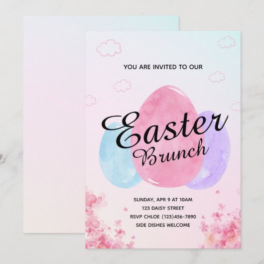 Vloertuineieren Paasbrunch kleurig Kaart (Voorkant / Achterkant)