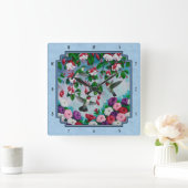 Vloertuinen en vogelblauw vierkante klok (Huis)