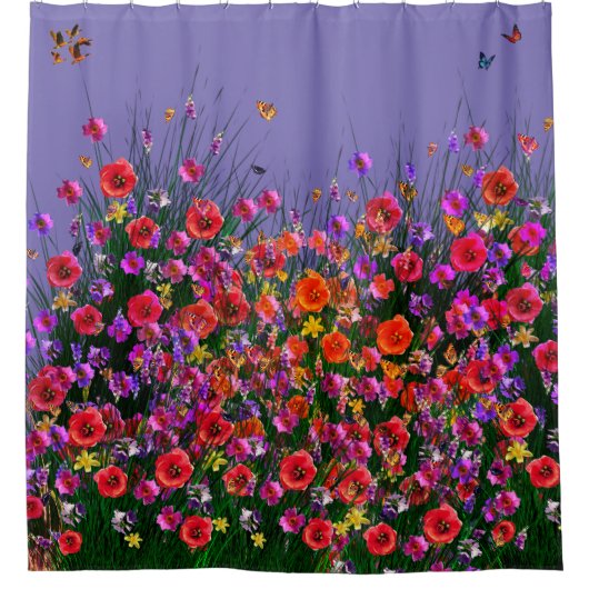 Vloertuinen lavender douchegordijn (Voorkant)