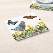 Vloertuinen met vleugelsteentjes en zeeduivel kartonnen onderzetters (Schuin)