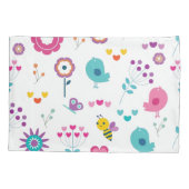 Vloertuinen met vogels en bijen kussensloop (Achterkant-Links)