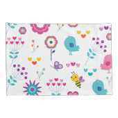 Vloertuinen met vogels en bijen kussensloop (Achterkant-Rechts)