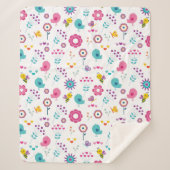 Vloertuinen met vogels en bijen sherpa deken (Voorkant)