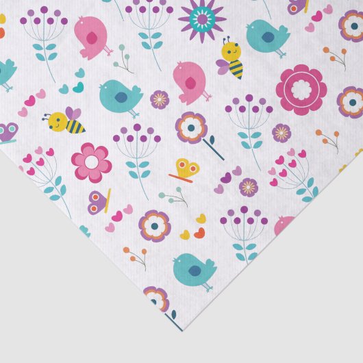 Vloertuinen met vogels en bijen tissuepapier (Detail)