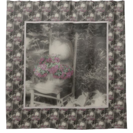 Vloertuinstoel Antiek Natuur Kunstpatroon Douchegordijn (Voorkant)