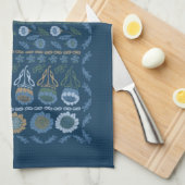 Vloertuintea-handdoek, donkerblauwe en lichte blau theedoek (Quarter Fold)