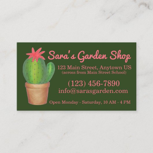 Vloertuinwinkel met Plant groene cactus Visitekaartje (Voorkant)