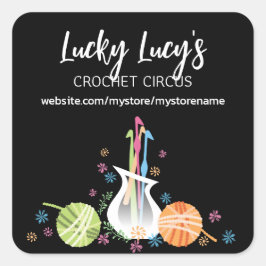 Vloervaas, hakgarens van haakwerk vierkante sticker