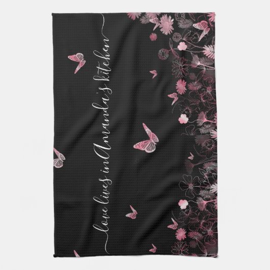 Vloerveld met vlinder theedoek (Verticaal)