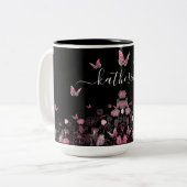 Vloerveld met vlinder tweekleurige koffiemok (Voorkant links)