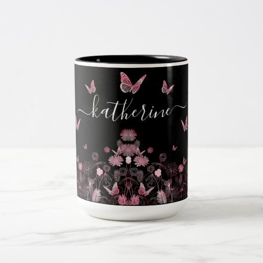 Vloerveld met vlinder tweekleurige koffiemok (Center)