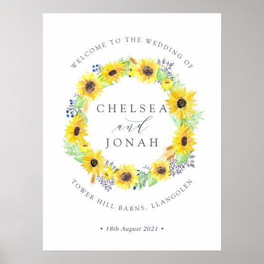 Vloervelden | Onthaal Zonnebloem Wreath Weddenscha Poster (Voorkant)
