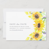 Vloervelden | Waterverf Zonnebloem Opslaan Datum Save The Date (Voorkant)