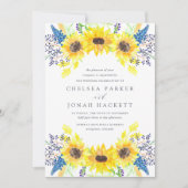 Vloervelden | Waterverf Zonnebloemen bruiloft Kaart (Voorkant)
