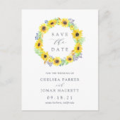 Vloervelden | Zonnebloem Opslaan Datum Aankondigingskaart (Voorkant)