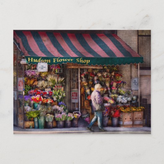 Vloerwinkel - NY - Chelsea - Hudson Flower Shop Briefkaart (Voorkant)