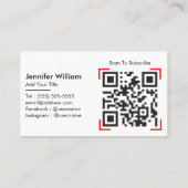 Vloggerkanaal van YouTube met minimalistische QR-c Visitekaartje (Achterkant)