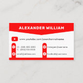 Vloggerkanaal van YouTube met profielfoto Visitekaartje (Achterkant)