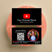 Vloggerkanaal van YouTube met QR-code zwart Visitekaartje