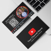 Vloggerkanaal van YouTube met QR-code zwart Visitekaartje