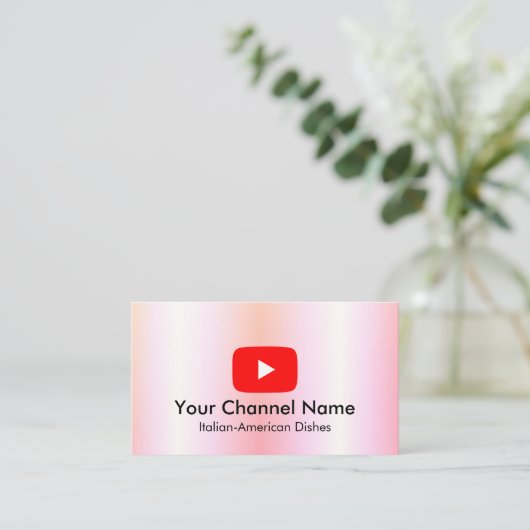 Vloggerkanaal van YouTube met QR-codenummer roze Visitekaartje (Staand voorkant)
