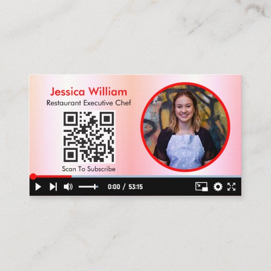 Vloggerkanaal van YouTube met QR-codenummer roze Visitekaartje (Achterkant)