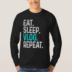 Vlogvideo-opname in Eat Sleep Vlog herhalen T-shirt