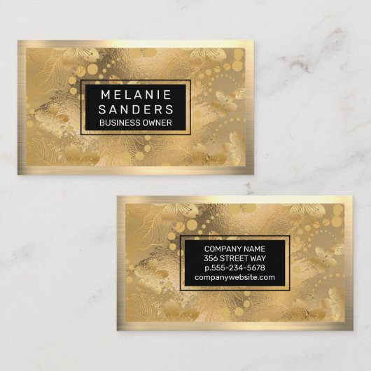 Vlokken en bloemen van goudolie visitekaartje (Voorkant / Achterkant)