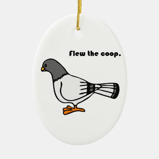 Vloog de Coop Funny Grey Pigeon Cartoon Keramisch Ornament (Voorkant)