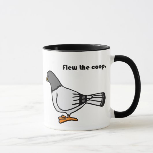 Vloog de Coop Funny Grey Pigeon Cartoon Mok (Rechts)