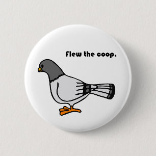 Vloog de Coop Funny Grey Pigeon Cartoon Ronde Button 5,7 Cm