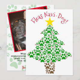 Vlooien Navi-Dog Schattige Poot Print Kerstboom Fo Feestdagenkaart