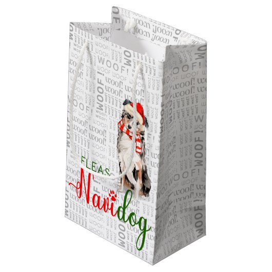 Vlooien Navidog Australische Herder Grappige Kerst Klein Cadeauzakje (Achterkant Gekanteld)