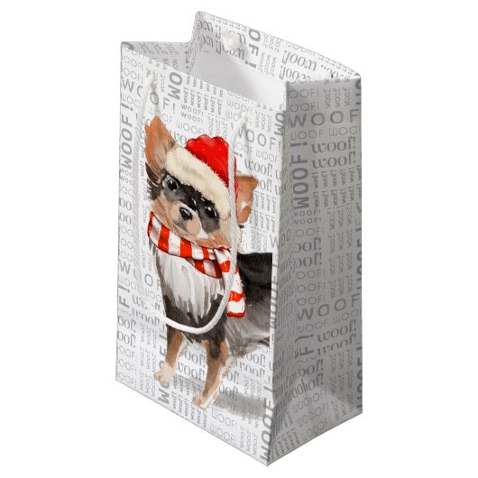 Vlooien Navidog Lang Haar Chihuahua Grappige Kerst Klein Cadeauzakje (Voorkant Gekanteld)