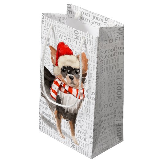 Vlooien Navidog Lang Haar Chihuahua Grappige Kerst Klein Cadeauzakje (Achterkant Gekanteld)