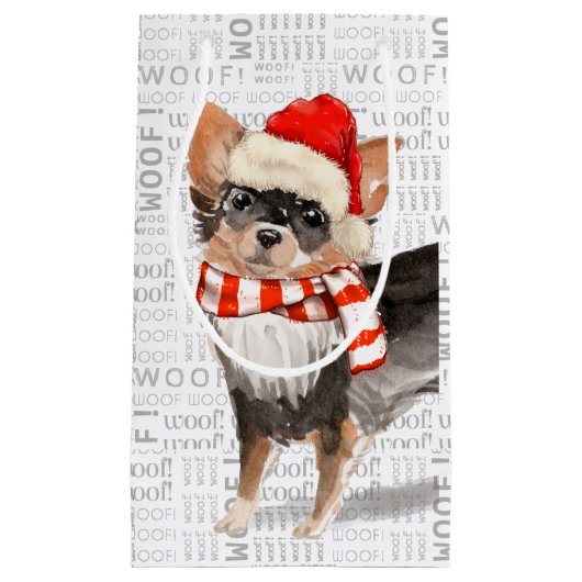 Vlooien Navidog Lang Haar Chihuahua Grappige Kerst Klein Cadeauzakje (Voorkant)