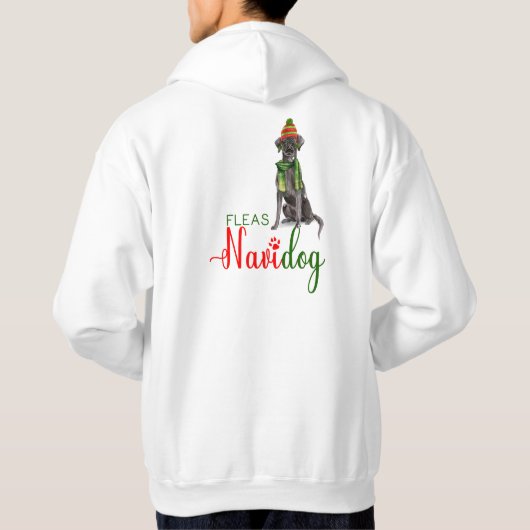 Vlooien Navidog Zwart Lab Grappige Kerstmis Hoodie (Achterkant)
