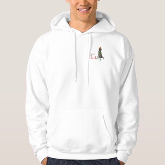 Vlooien Navidog Zwart Lab Grappige Kerstmis Hoodie (Voorkant)