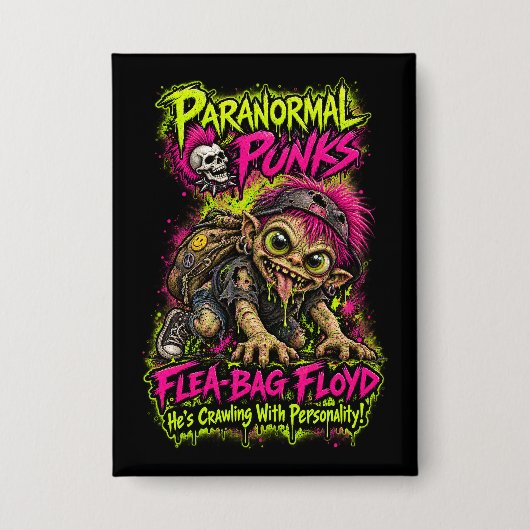 Vlooienzak Floyd – Paranormale Punks Button (Voorkant)