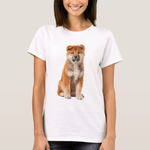 Vlotte rode Akita-puppyportret vrouwen T-shirt