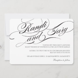 Vlourish Black and White Wedding Invitation Kaart