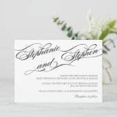 Vlourish Black and White Wedding Invitation Kaart (Staand voorkant)