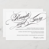 Vlourish Black and White Wedding Invitation Kaart (Voorkant / Achterkant)