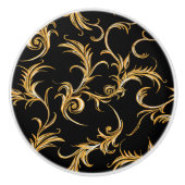  Vlourish Black en Gold Keramische Knop (Voorkant)