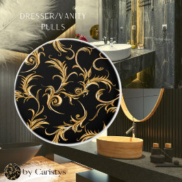  Vlourish Black en Gold Keramische Knop