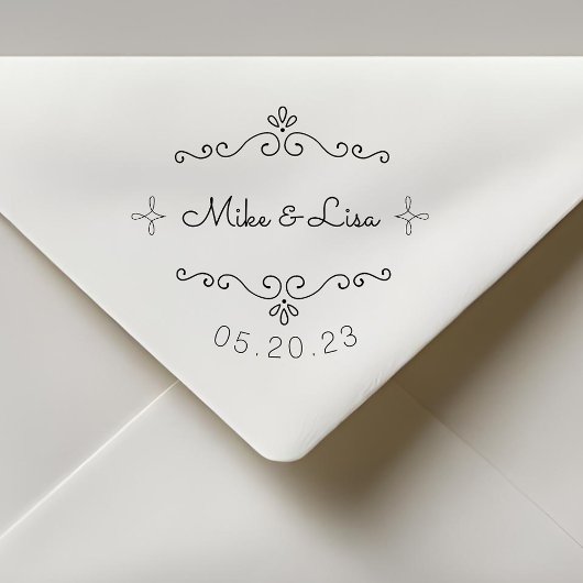 Vlourish Couple Names Wedding Save the Date Rubberstempel