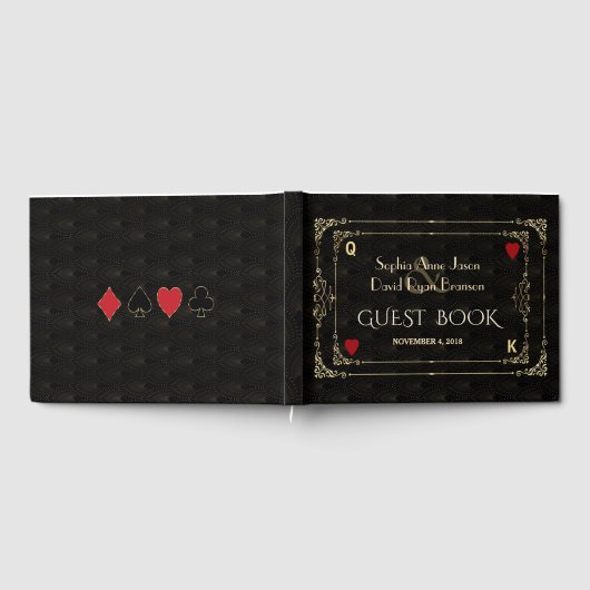 Vlourish Gold Art Deco Casino Vegas Poker Wedding Gastenboek (Volledig)